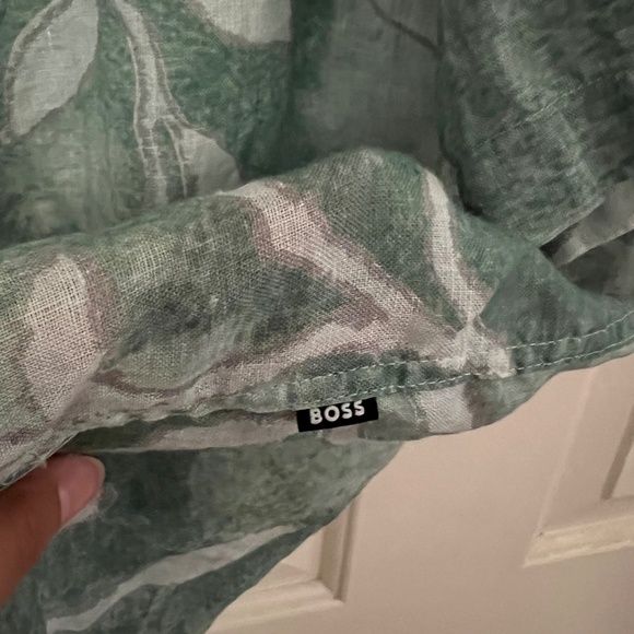 HUGO BOSS Lars Regular Fit Palm Frond Print Short Sleeve Button-up Shirt - Picture 5 of 9